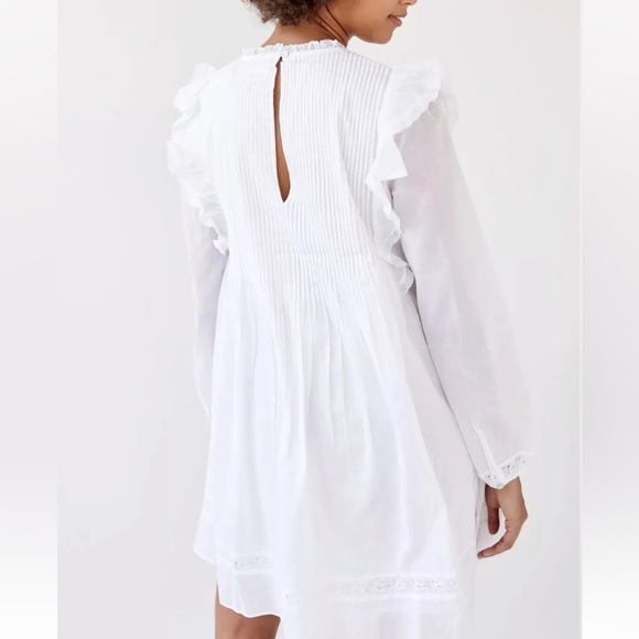 Make the Cowboys Cry Aritzia Wilfred La Boheme Ruffled white Elia Dress L B033 - Picture 9 of 9